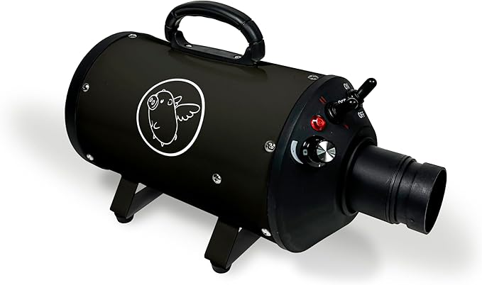Flying Pig High Velocity Dog Pet Grooming Dryer w/Heater (Flying One, Black w/White Logo)-PurrikoPets