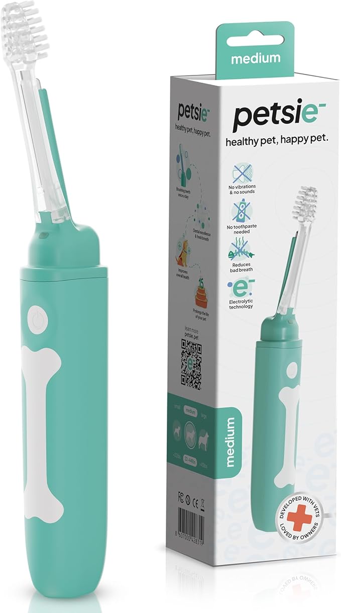 Dog Toothbrush | Innovative Eletrolytic Technology | Improves Oral Health & Reduces Bad Breath | No Vibrations & Silent Teeth Cleaning Brush | No Toothpaste Needed | Dog Teeth Cleaning Kit-PurrikoPets