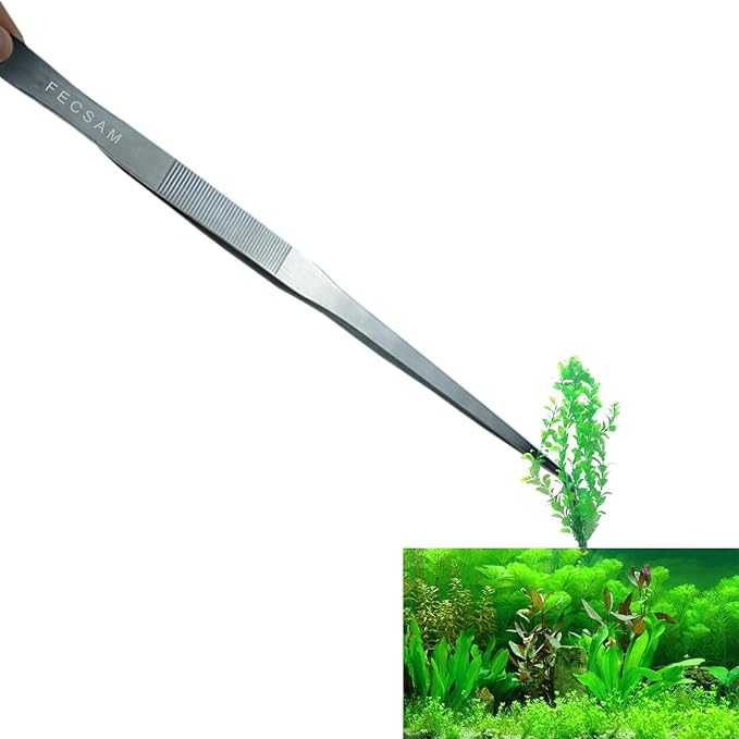 Extra Long Tweezers, Feeding Tongs, 18.9 inch Aquarium Stainless Steel Large Aquascape Tools for Fish Tank, Terrarium，Aquascaping, Reptile Snake (Curved)-PurrikoPets