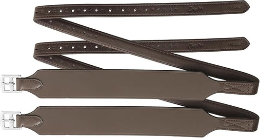 Exion Wide Stability Stirrup Leathers for English Saddles | Premium Cowhide Leather | Enhanced Leg Stability & Comfort | Sizes: 48" to 62"-PurrikoPets