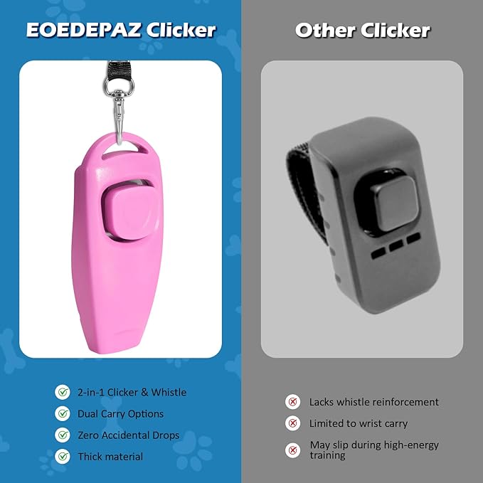 2-in-1 Dog Training Clicker Whistle for Training and Recall, Training Accessories for Puppy, Cats, Horses & Small Animals - 2 Pack with Lanyard, Reward Your Pets Efficiently(Pink + Orange)-PurrikoPets