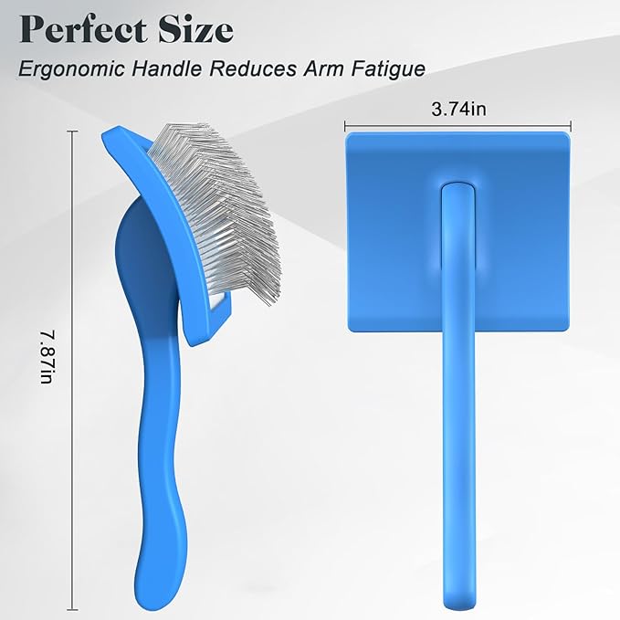 2PCS Slicker Brush for Dogs & Pet Comb,Professional Dog Grooming Brush (Goldendoodles,Poodles,Labradoodles) with Extra Long Pins to Effectively Remove Tangles, Knots and Mats (Blue)-PurrikoPets