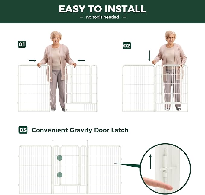 FXW Rollick Unleashed Dog Playpen for Indoor, Yard, RV Camping, 40 inch 16 Panels for Medium and Large Dogs, White│Patented-PurrikoPets