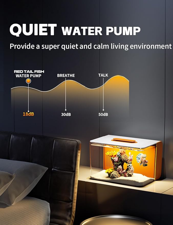 2.5 Gallon Fish Tank Small Aquarium Starter Kit with Hidden Filtration, 3 Color Light, Self Cleaning Nano Tank for Betta, Shrimp, Guppy, Angelfish-PurrikoPets