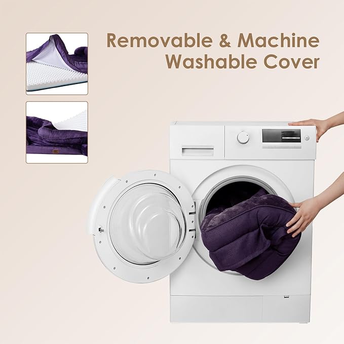 EHEYCIGA Orthopedic XL Dog Beds, Waterproof Memory Foam Dog Bed for Extra Large Dogs, Non-Slip Bottom and Egg-Crate Foam Big Pet Couch Bed with Washable Removable Cover, Purple-PurrikoPets