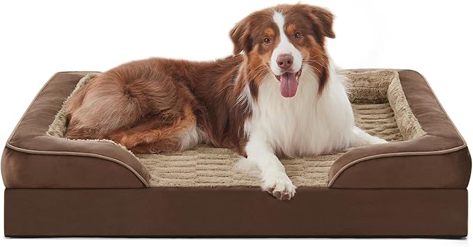 FURTIME Orthopedic Dog Beds for Large Dogs, Egg Foam Dog Bed with Ultra Comfy Supportive Foam, Washable & Waterproof Pet Couch, Nonskid Bottom-PurrikoPets