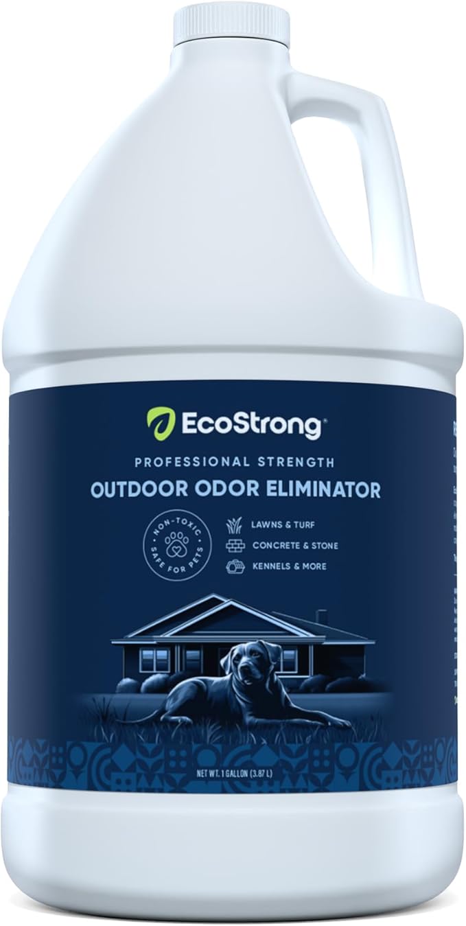 Eco Strong Outdoor Odor Eliminator Outside Dog Urine Enzyme Cleaner Powerful Pet, Cat, Animal Scent Deodorizer | Professional Strength for Yard, Turf, Kennels, Patios, Decks (128 OZ)-PurrikoPets