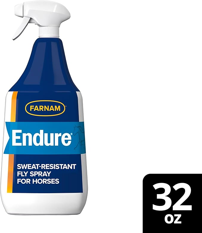 Farnam Endure Sweat-Resistant Fly Spray for Horses, Lasts Up to 14 Days, Protects Against Flies, Gnats, Mosquitoes, Ticks & Lice, 32 oz.-PurrikoPets