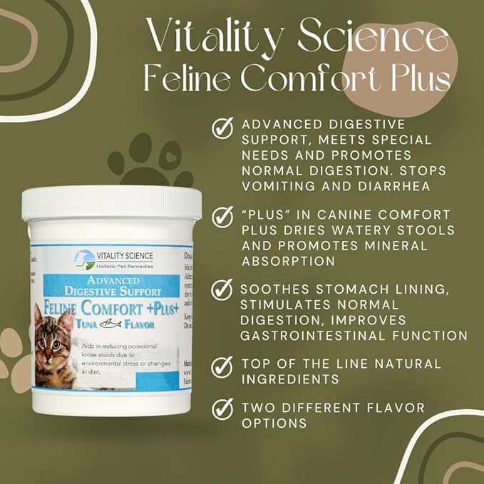Feline Comfort Plus, Extra Drying Digestive Aid, GI Support Helps with Vomiting and Diarrhea, 100% Additive Free (Seafood, Large)-PurrikoPets