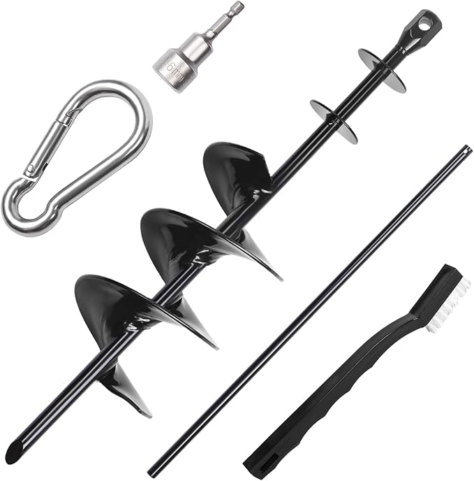 Dog Tie Out Stake for Large Dogs – Heavy Duty In-Ground Dog Anchor up to 210 lbs – Secure Tether Stake for Yard, Camping & Beach – Easy Install with Tool, Works with Tie Out Cable & Leash, Black-PurrikoPets