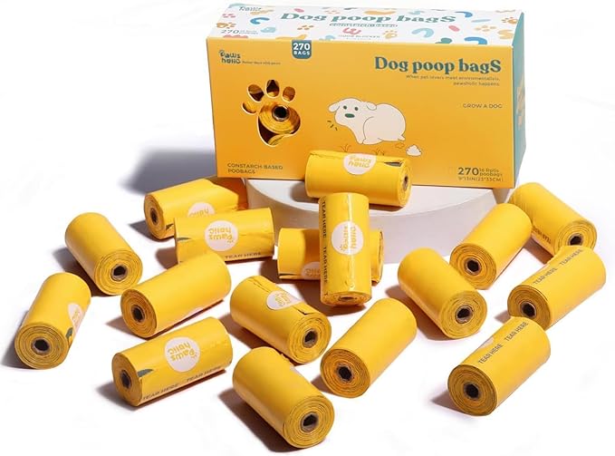 Dog Poop Bags Rolls Biodegradable 100% Leak Proof Dog Waste Bags -270 Count 18 Rolls - Cornstarch Based Doggie Poop Bag for puppy and Big Dogs(Lavender)-PurrikoPets