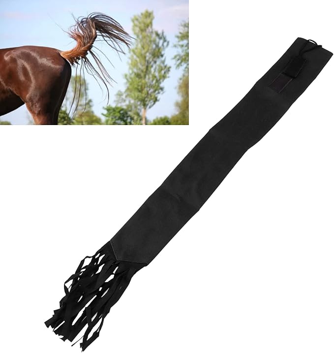 GLOGLOW Horse Tail Bag, Design Horse Tail Guard with Fringe for Keep Tail and Protected (Black)-PurrikoPets