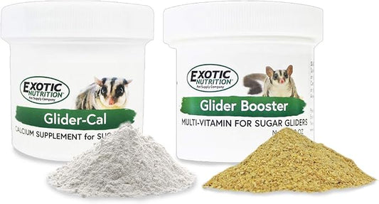 Exotic Nutrition Sugar Glider Vitamin Combo Pack - Powder Multivitamin & Powder Calcium Supplement for Pet Sugar Gliders-PurrikoPets