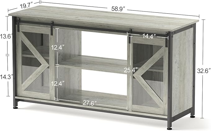 55-75 Gallon Aquarium Stand Heavy Duty Steel Frame, Fish Tank Cabinet with Accessories Storage for Reptile Terrarium & Turtle Tank - 1000lbs Capacity (Grey)-PurrikoPets