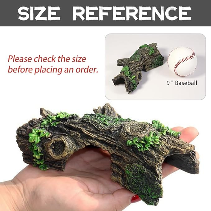 Fish Tank Decorations - Large Aquarium Decorations Air Bubbler Tree Fish House for Betta Hideout Caves Buddha Decor Temple Ruins Arched Betta Fish Accessories Reptile House Shelter Decor (Wood B-S)-PurrikoPets