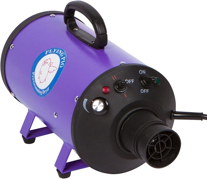 Flying Pig High Velocity Dog Pet Grooming Dryer w/Heater (Model: Flying One, Purple)-PurrikoPets