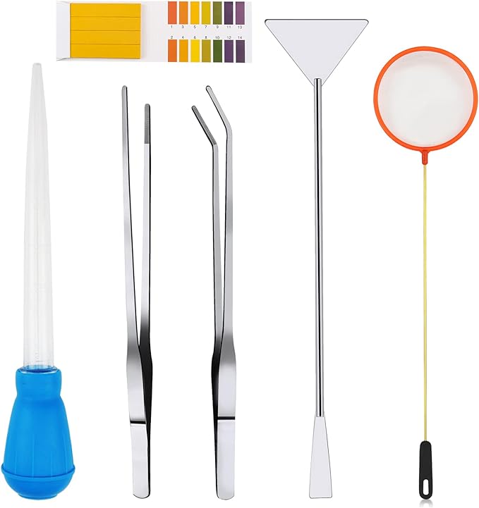 Fish Tank Cleaning Tools, 6 pcs Aquarium Cleaning Tools, Feeder Tools Kit, Aquarium Plants Cleaner, Algae Scraper for Glass Aquariums-PurrikoPets