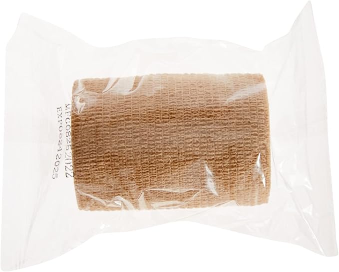 12-Rolls Self Adherent Bandage Wrap, Vet Tape - 3 in x 5 Yds Breathable, Elastic Cohesive Wrap Tape for Wrist, Swelling, Sports, Tattoo (Tan)-PurrikoPets