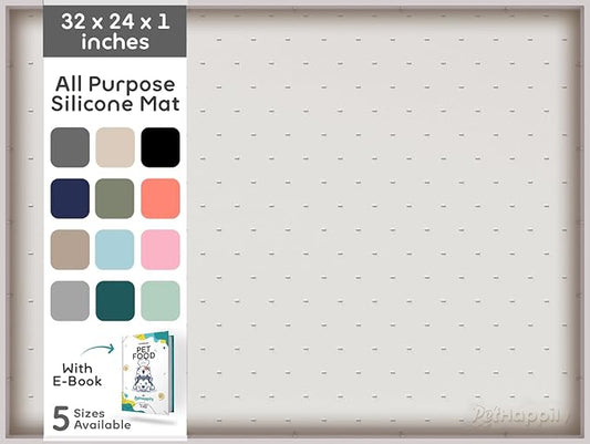 32x24x1” XL Dog Food Mat - All Purpose Under Sink Liner, Washer and Dryer Covers for The Top, Silicone Griddle Mat for Blackstone - Raised Edges Dog Mat for Food and Water Prevent Spill, Waterproof-PurrikoPets