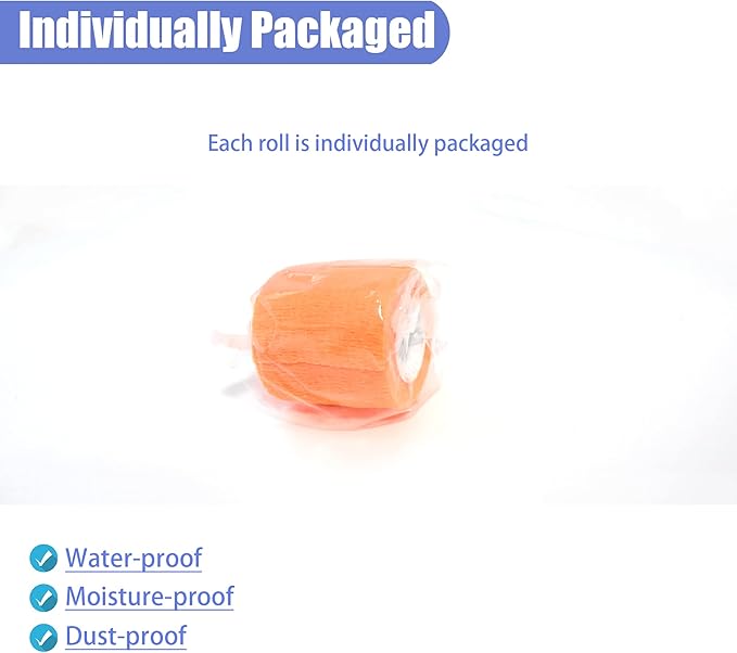 9 Pack 2" x 5 Yards Self Adhesive Bandage Wrap Self Stick Wrap for Ankle, Wrist, Finger, Sports, Breathable Cohesive Vet Tape for Pets (Light Orange)-PurrikoPets