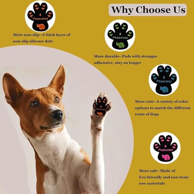 Dog Paw Pads Anti-Slip Grips,Dog Paw Protectors for Senior Dogs on Hot Pavement,Provides Traction to Keep Them from Slipping on Smooth Floors 12 sets-48 Pads Black L-PurrikoPets