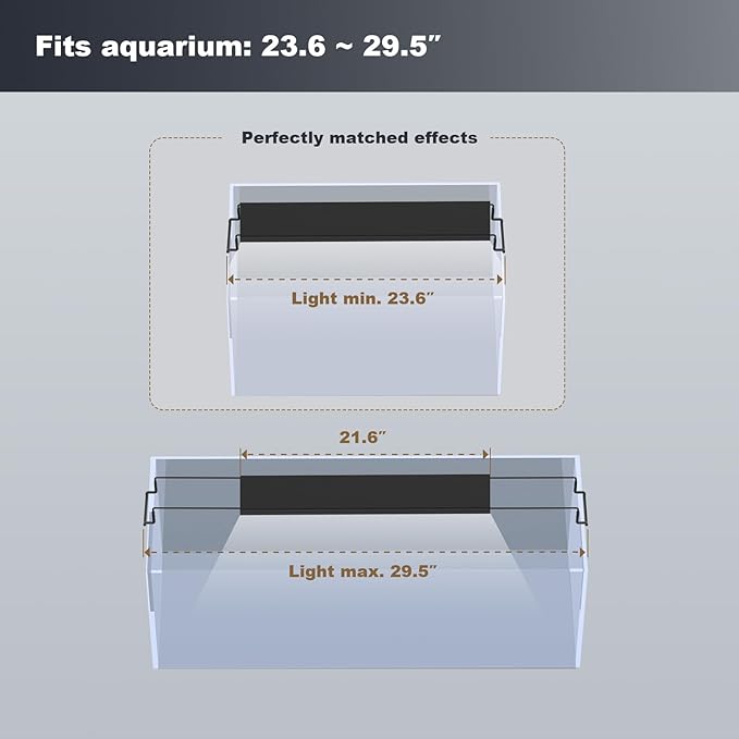 GLOWRIUM Aquarium Light, LED Freshwater Fish Tank Light with Timer, Full Spectrum Planted Aquarium Grow Lights with Daylight/Moonlight Mode, Brightness Adjustable, Auto On/Off (24-29 in)-PurrikoPets