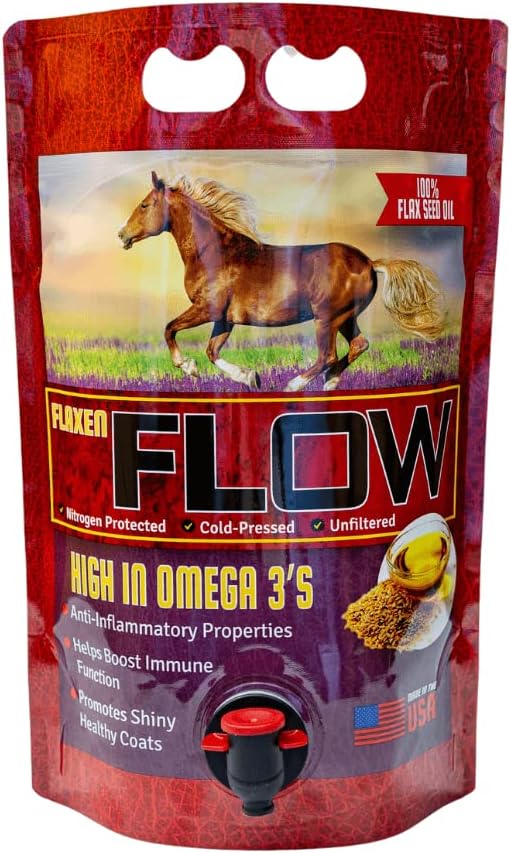 Flaxen Flow 3 L, 100% Flax Seed Oil for Horses, Rich in Omega-3 and Omega-6 Fatty Acids-PurrikoPets