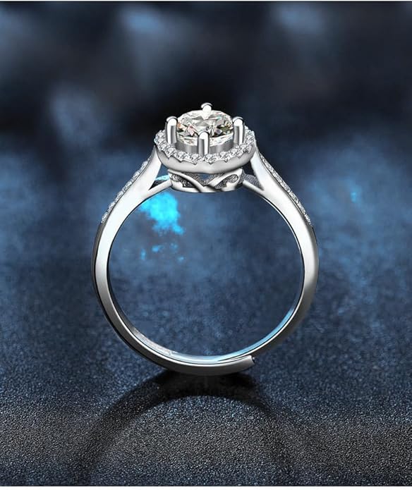 1CT/2CT Queen series moissanite ring, 952 silver, D-color VVS1-2,open rings,adjustable rings for women，Diamond ring substitute, ring for women.