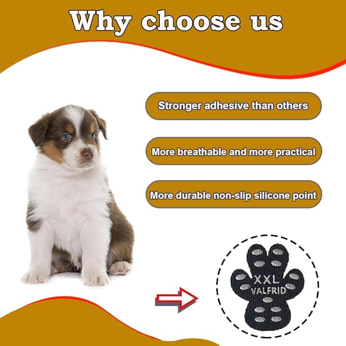 Dog Paw Protector Anti-Slip Grips to Keeps Dogs from Slipping On Hardwood Floors,Disposable Self Adhesive Resistant Dog Shoes Booties Socks Replacement L 24 Pieces-PurrikoPets