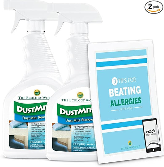 DustmiteX Dust Mite Spray - Dust Mites Remover + Flea Killer for Allergy & Asthma Relief for Cleaning in Home, Bed, Pet Bedding, & Furniture, Anti Allergen Dust Mites Killer-PurrikoPets