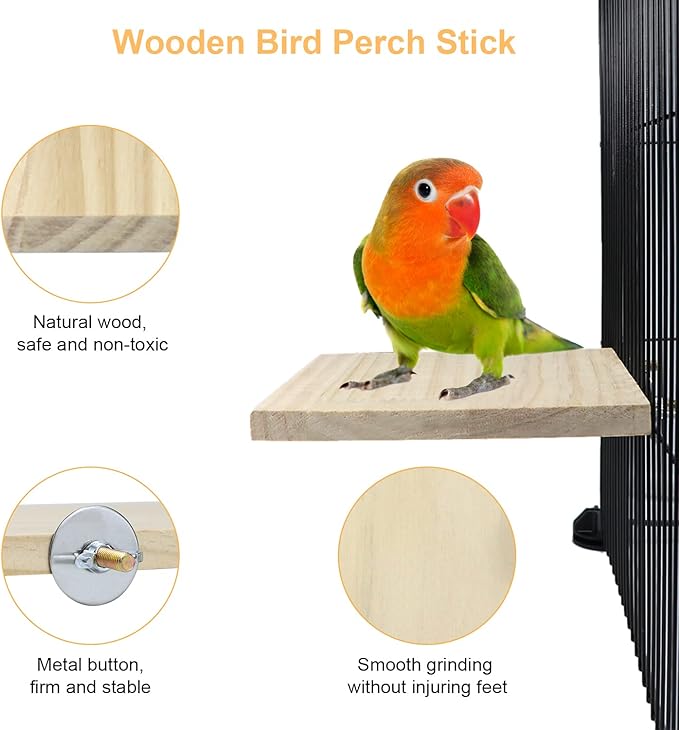 2pcs Bird Perch platform flat Stand Beak Paw Grinding wood for Parrot Parakeet Cockatiel Lovebird Conure Finch Budgie-PurrikoPets