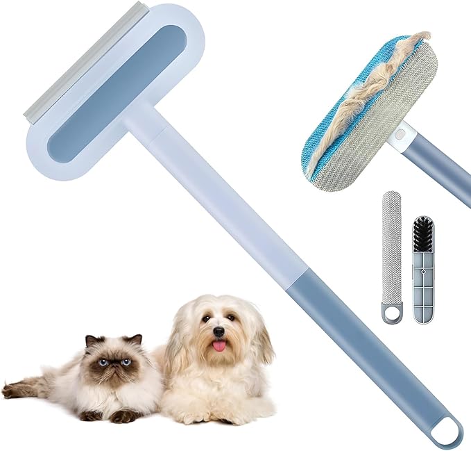 4 in 1 Pet Hair Removal Tool, Multifunctional Pet Hair Remover, Cat and Dog Hair Remover Brush Reusable with 23in Long Handle for Furniture, Couch, Carpet, Clothes-PurrikoPets
