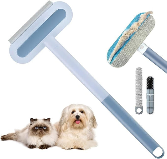 4 in 1 Pet Hair Removal Tool, Multifunctional Pet Hair Remover, Cat and Dog Hair Remover Brush Reusable with 23in Long Handle for Furniture, Couch, Carpet, Clothes-PurrikoPets