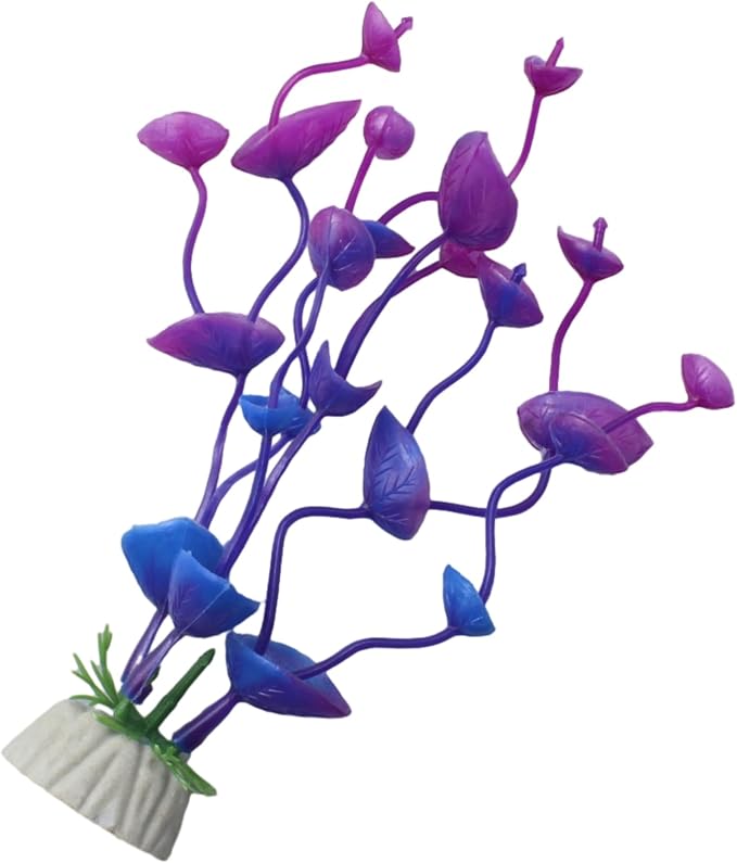 4 Pcs Green Artificial Plastic Plants Fish Tank Plants Fish Aquarium Decoration (Purple)-PurrikoPets