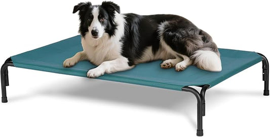 Elevated Dog Bed for Outdoor, Large Raised Dogs Cot for Training, Cooling Pet Beds with Washable Mesh, Indestructible Lifted Platform for Outside Camping, 41 inch Green-PurrikoPets