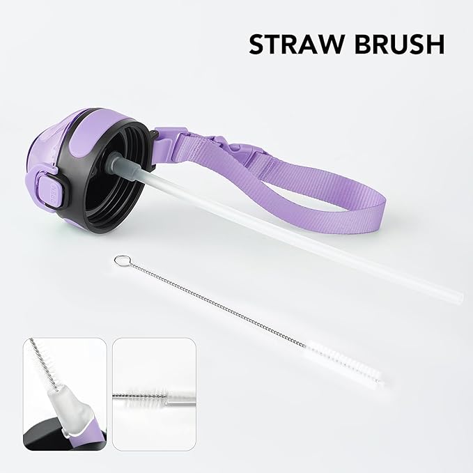 Enerbone 24 oz Insulated Water Bottle, Stainless Steel Bottle with Carrying Strap, Double-Wall Vacuum Insulation Design, Leakproof Sports Bottle with Straw, Keep Drinks Cold or Hot for Hours-PurrikoPets