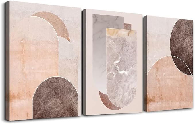 AHUASJART Boho Wall Decor Living Room Canvas Wall Art For Office Large Size Wall Decorations For Bedroom Modern Abstract Geometry Paintings Canvas Pictures Artwork Inspirational Home Decor 3 Piece-PurrikoPets