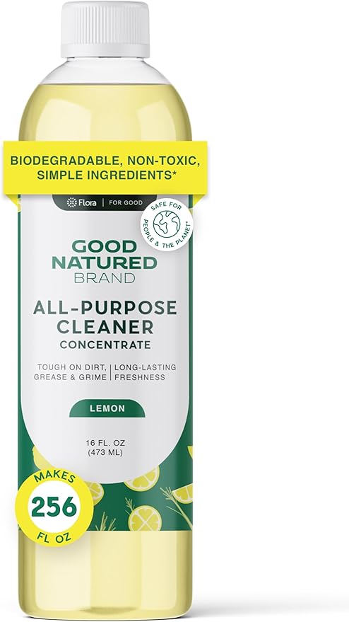 Good Natured Brand All-Purpose Cleaner Concentrate | Multi-Surface Cleaner | Natural Lemon Essential Oil | Multipurpose Cleaner Concentrate All Surfaces | Lemon Love | 16oz makes 256oz-PurrikoPets