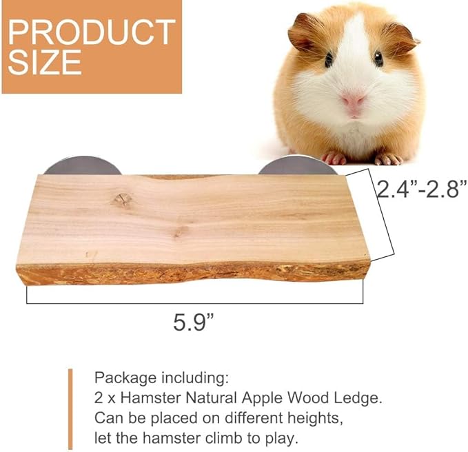 2Pcs Hamster Ledges Wooden Platform Rat Climb Platform Shelf Bird Perch Stand Toys Cage Accessories for Rat Squirrel Gerbil Suger Glider 2.6" X 5.9"-PurrikoPets