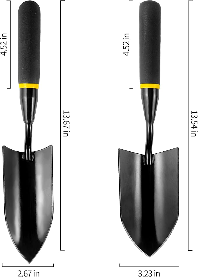 2-in-1 Trowel and Transplanter Gardening Tool Set, Outdoor Hand Tools, with Non-Slip Handle and Protective Blade Covers, Ideal Gardening Gifts for All (Black)-PurrikoPets