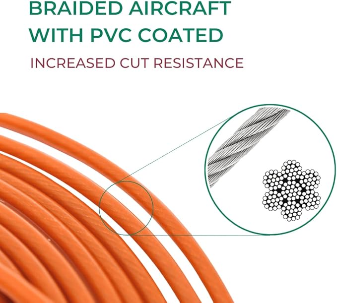 25FT Tie-Out Cables for Dogs - Strong, Safe, and Durable Dog Tie-Outs for Every Breed up to 250 Pounds - Weather and Wear Resistant Galvanized Aircraft Cable for Outside Use-PurrikoPets