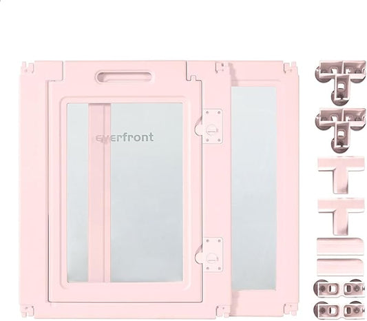 30.3“H 2PCS Extension Kit - Door+Panel, T-Buckles for Compartment, Expandable Clear Dog Play Pen Acrylic Dog Playpen Indoor,for Puppy Cat Bunny Small & Medium Dogs (Pink-30.3" H, 2PCS)-PurrikoPets