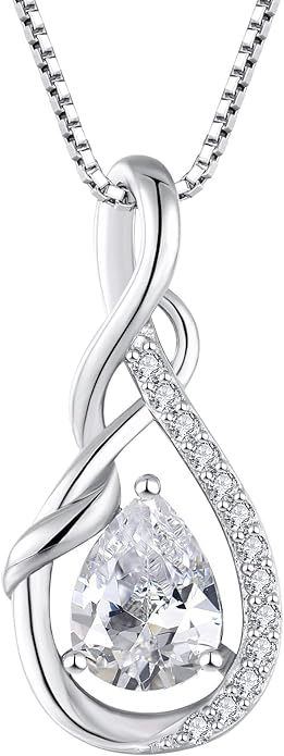 STARCHENIE Infinity Teardrop Pendant Necklace for Women 925 Sterling Silver Birthstone Jewelry