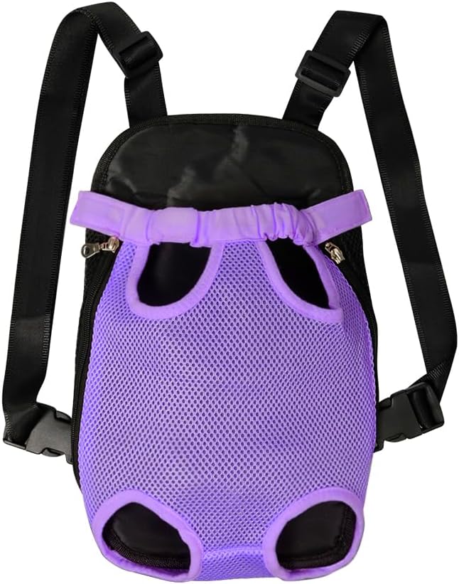 FEimaX Dog Carrier Backpack Pet Legs Out Front Cat Travel Bag, Adjustable Puppy Backpacks Carriers Hands-Free for Small Medium Dogs Cats Hiking Traveling Camping Daily Walking (Large, Purple)-PurrikoPets
