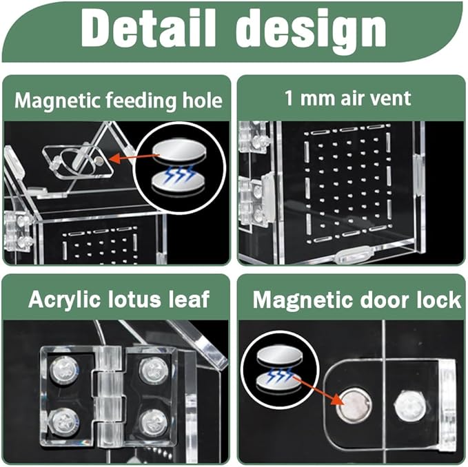 Acrylic Jumping Spider Enclosure - Versatile Reptile Enclosure with One-Click Magnetic Closure, Perfect for Tarantula, Gecko, Chameleon, Beetle, Mantis, and Hermit Crab-PurrikoPets