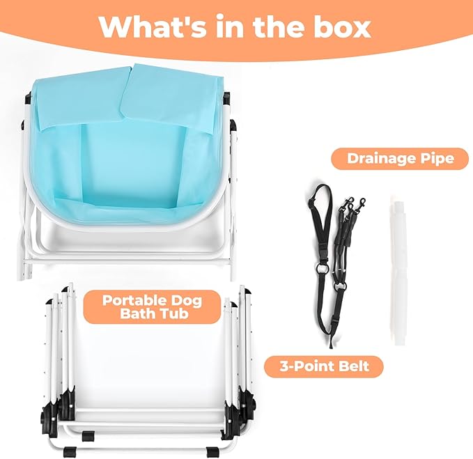 Elevated Portable Dog Bathtub, 5 Height Adjustable Dog Washing Station for Pet Shower and Grooming Foldable Bathing Tub with Storage & Anti-Slip Design for Small Large Dogs Cats-PurrikoPets