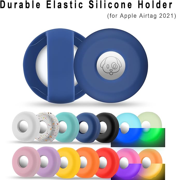 Airtag Holder for Dog Collar, Cibaabo Silicone Air Tag Case Cover Compatible with Apple Airtags for 0.8-1.2inch Cat Pet Collar Harness Loop-PurrikoPets