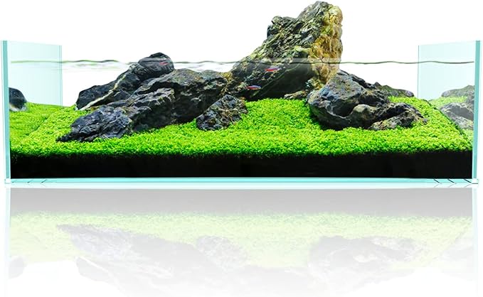 Fzone 9Gal Sharrow Rimless Low Iron Fish Tank Nova Clear Ultra-White 45° Mitered Edges Translucent Glass Anata Series Aquarium w/Black Foam Leveling Mat-PurrikoPets