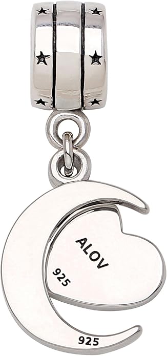 ALOV Sterling Silver I Love You To The Moon and Back Two-Piece Pendant Bead Charm
