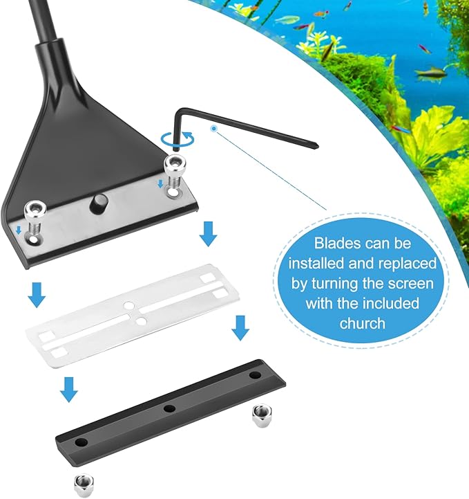 Algae Scraper for Glass Aquarium,Aquarium Razor Scraper with 10 Replaceable Blades,Aquarium Cleaning Tools.-PurrikoPets